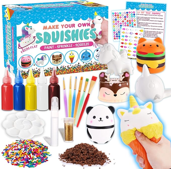 Insnug Sensory Toys Squishy Toy Food - Stress Relief Squishies for Girl Kids Age 4 6 8 10 Kawaii Jumbo DIY Slow Rising Squeeze Autism Unicorn Gift Ice Cream Cake Milk Shake Donut Painting Art Set