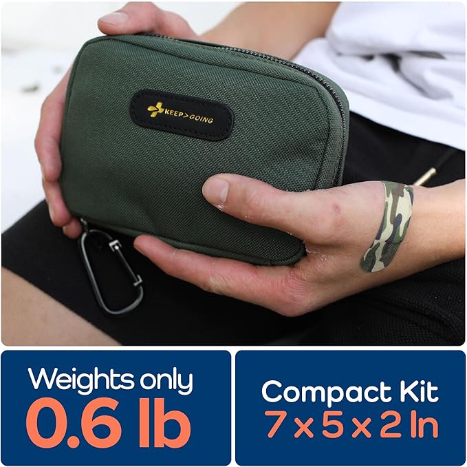 Keep Going Travel First Aid Kit for Kids – 130 Pc. for Car, Purse, Diaper Bag, Backpack, & Suitcase, with Latex-Free Bandages – 7 x 5 x 2 in. Travel First Aid Kit TSA-Approved