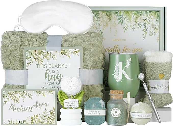 InnoBeta Personalized Gift Baskets for Women who Have Everything, Unique Gifts for Her on Birthdays, Christmas, Useful Self Care Package, K