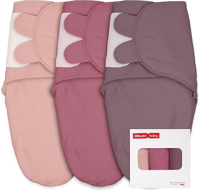GLLQUEN BABY Girl Swaddles 0-3 Months - 3 Pack Baby Swaddles Sack for Newborn, Infant Sleep Sack, Easy Swaddling Wrap, Soft Color Gradient, Nursery Swaddle Blankets Essentials