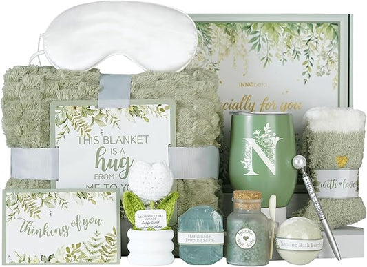 InnoBeta Personalized Gift Baskets for Women who Have Everything, Unique Gifts for Her on Birthdays, Christmas, Useful Self Care Package, N