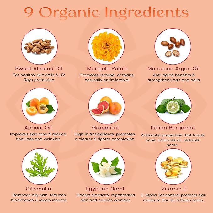 SAFA Citruse Oil for Face, Hair, Nail with Vitamin C, E & A for Scars, Stretch Marks - Orange Body Oil Fragrance - After Shower Body Oil - All Skin Types Non Comedogenic - 4 Fl Oz