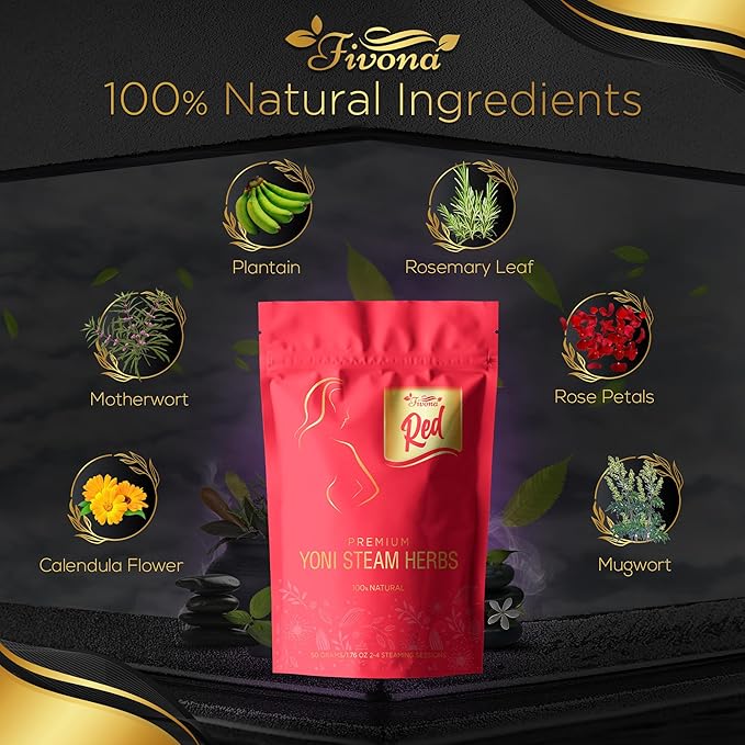 Fivona 4-in-1 Feminine Care Kit, Yoni Oil, Yoni Soap, Yoni Steaming Pot and Red Premium V Steam Herbs, Complete Herbal V Care Set