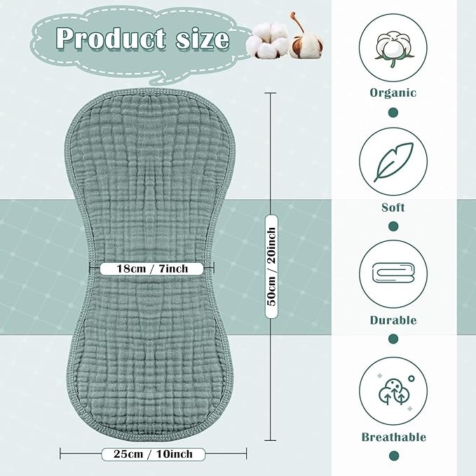 Frienda 8 Pieces Muslin Burp Cloths for Baby Cotton Burp Cloth 10 x 20 Inches Multi Colors Muslin Washcloths Diapers 4 Absorbent Layers Newborn Face Towels for Baby Boy Girl Unisex (Vivid Color)