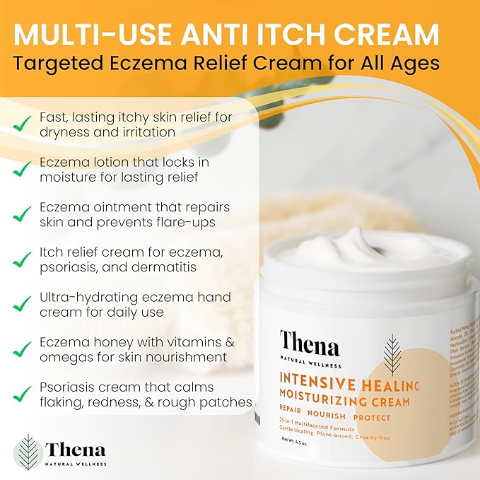 25-in-1 Healing Moisturizing Cream Dry Irritated Itchy Skin Relief - Soothes Nourishes Body Scalp Hands, Natural Moisturizer for Eczema Psoriasis Dermatitis, Adults & Kids
