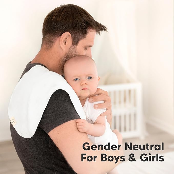 5-Pack Muslin Burp Cloths Baby Boy, Girl - Very Absorbent Baby Burp Cloth Rags, 8-Layers Viscose Derived from Bamboo Cotton Muslin Towel, Super Soft Spit Up Rags, No Shrink Washcloths (Soft White)