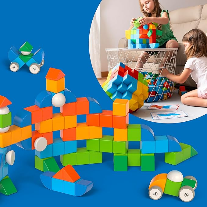 Geomag Magicube 9pcs Magnetic Blocks - Magnetic Building Blocks for Toddlers 1-3, Montessori Toys for 1+ Year Old, Autism Sensory Product, Magnets for Kids