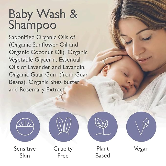 SoCal Suds & Company Baby Body Wash & Shampoo with Shea Moisture for Sensitive Skin, Bath & Hair Products for Toddlers & Babies, Natural Soap - 1 Pack Lavender 12oz Bottles