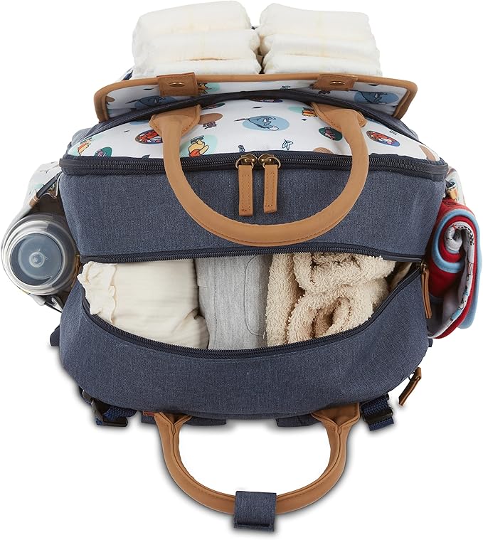 Disney Cudlie Baby Boys Double Handle Backpack Diaper Bag in Mickey Mouse Print, 16 Inch, Includes Changing Pad