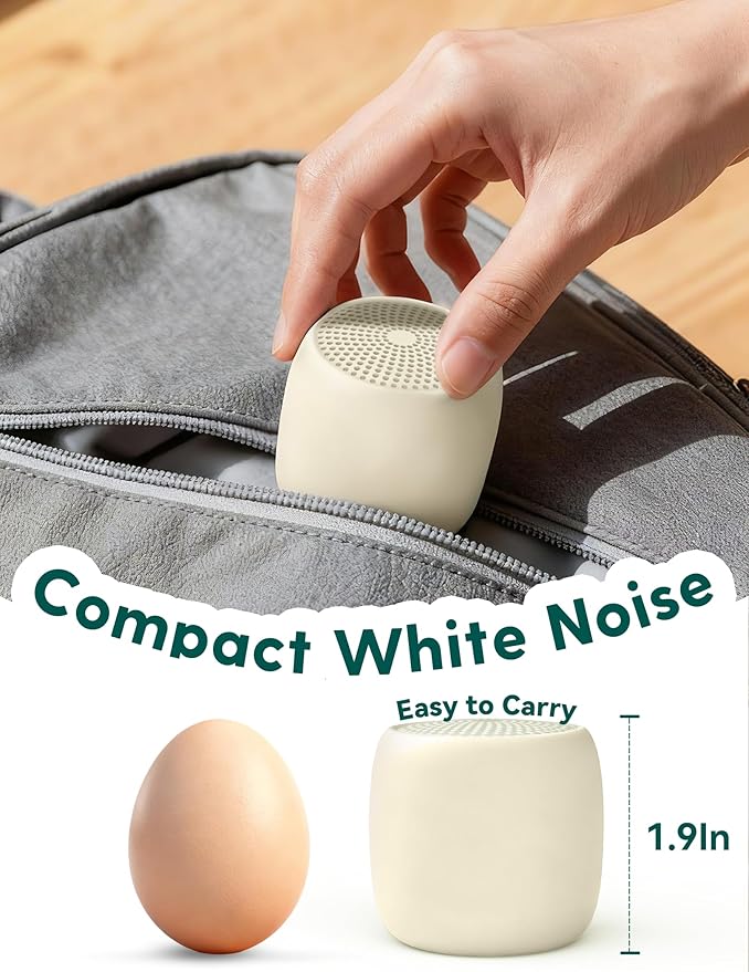 Babelio White Noise Sound Machine (Pocket Mini Pro) | 1000mAh Large Battery, 25 Non-looping Sounds for Adults, Kids & Babies, Timer, Memory Function, Pocket-Sized & Travel Essentials, Cream Beige
