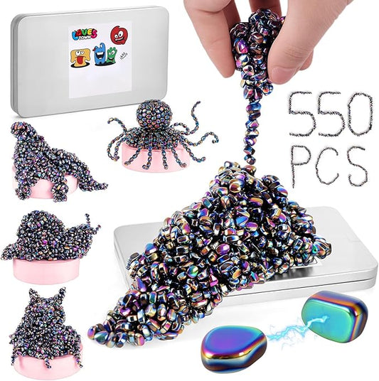 LovesTown 550PCS Ferrite Putty Stones, Fidget Magnetic Beads Fidget Toys for Teens Stress Relief Gifts for Adults Coworkers