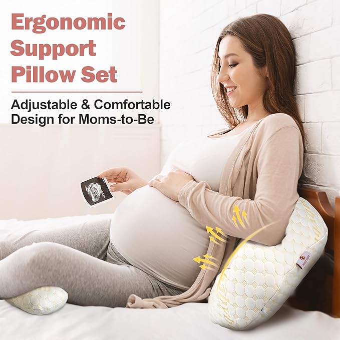 Mama's Dream: Pregnancy Pillows for Sleeping with Adjustable Filling & Cooling Cover – Small Pregnancy Pillow & Pregnancy Wedge for Belly Support – Maternity Essentials & Top Maternity Gift