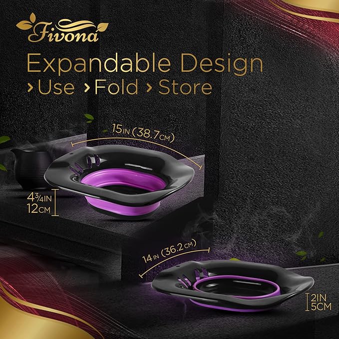 Fivona 5-in-1 Yoni Steaming Kit Foldable Over The Toilet Steamer Seat with Black Red Pink Premium Yoni Herbs and Storage Bag - Effective Detox pH Balance Cleansing and Relaxation - at Home V-SPA