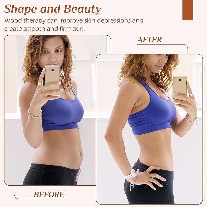 Wood Therapy Massage Tools, Wooden Lymphatic Drainage Massager, Body Sculpting Tools, Wood Therapy Tools for Cellulite Reduction, Muscle Tension Relief, Body Contouring and Shape Enhancement