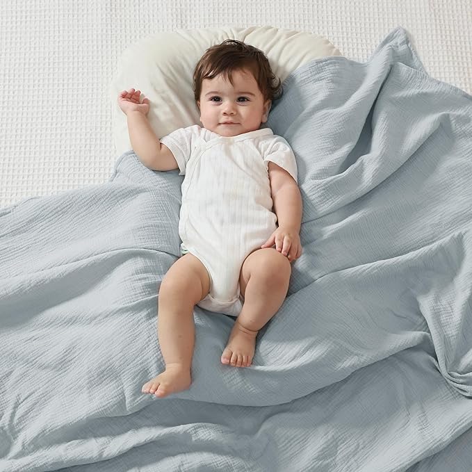 JELLYMONI Muslin Swaddle Blankets for Unisex, 2 Pack Newborn Receiving Blanket, Large 47 x 47 inches Soft Breathable Muslin Baby Blanket for Newborn Boys & Girl