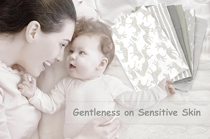 Baby Burp Cloths for Boys and Girls - 6 Pack Large 100% Cotton - Double Layered Extra Absorbent Burp Rags, Grey