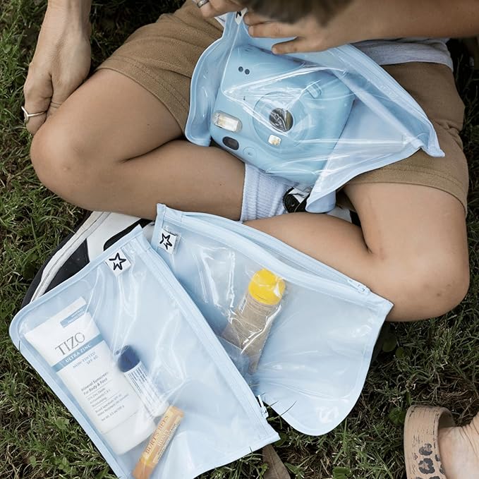 Tiny Twinkle Mess-Proof Travel Bags | TSA Airline Compliant, Zipper Closure, Clear Front Pouch, Diaper Bag Packing, Toiletry or Makeup Cosmetics Organizer