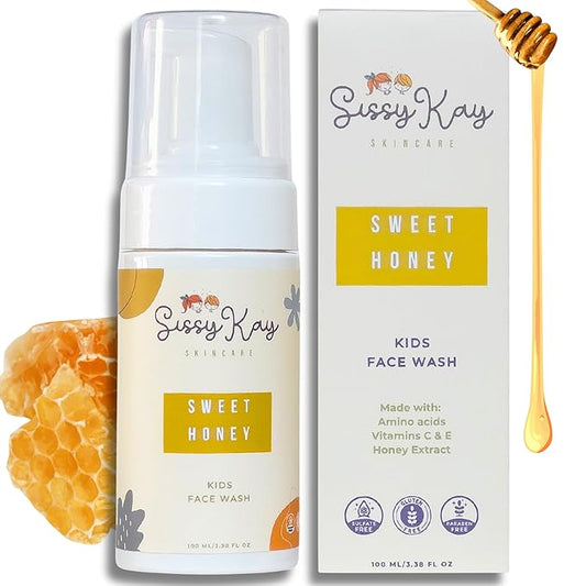 Kids Foaming Face Wash for Boys, Girls - Natural Face Wash For Kids - Gentle Honey Cleanser With Vitamin C & Vitamin E -Tear Free For Sensitive Skin - Honey - 100 ml