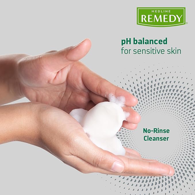 Medline Remedy Specialized No-Rinse Foam Cleanser, Gentle Skincare Solution, 8 oz. Bottle