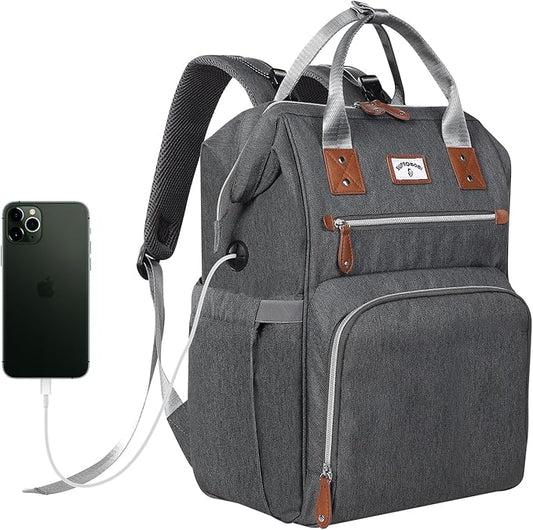 Diaper Bag Backpack:Baby Bag Large Tote Diaper bag for Boys and Girls, Men's Diaper Backpack, Women's Shoulder Mommy Bag, 2 Kids Nappy bag for mom and dad Gray