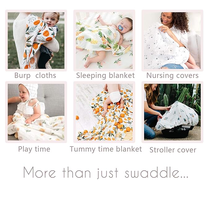 Viviland Muslin Baby Swaddle Blankets, Soft Nursery Swaddle for Newborn Boys and Girls, Gender Neutral Receiving Blankets for Infants, Fox & Whale Pattern, 47 * 47 inches 4 Pack