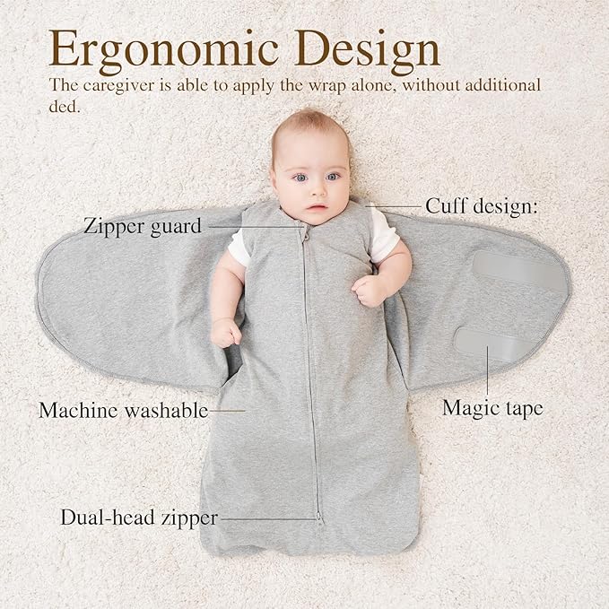 Swaddle-Blanket Baby Girl & Boy Swaddles Newborn Infant Transition 100% Cotton Wrap Blankets, 3-Way Adjustable Wearable Blanket, TOG 1.0 (Hedgehog, 3-6 Month)