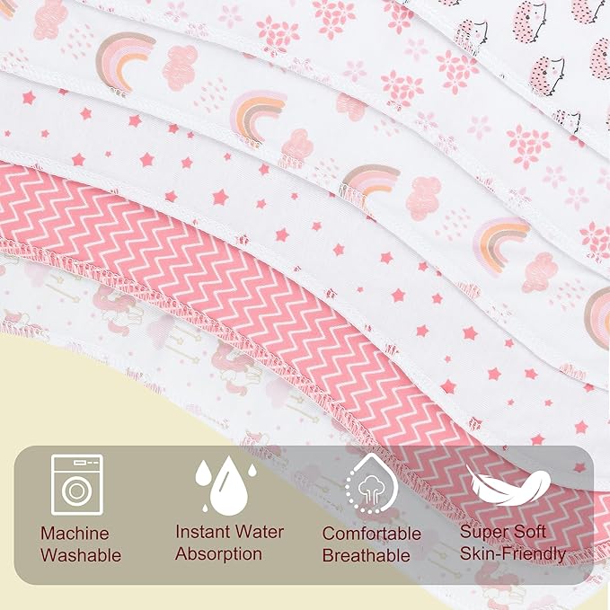 2-in-1 Burp Cloths and Baby Bibs - 6 Pack Large Super Absorbent Soft Cotton Burping Cloths for Spit Up, 3 Layers Thick Baby Burp Rags for Girls & Boys