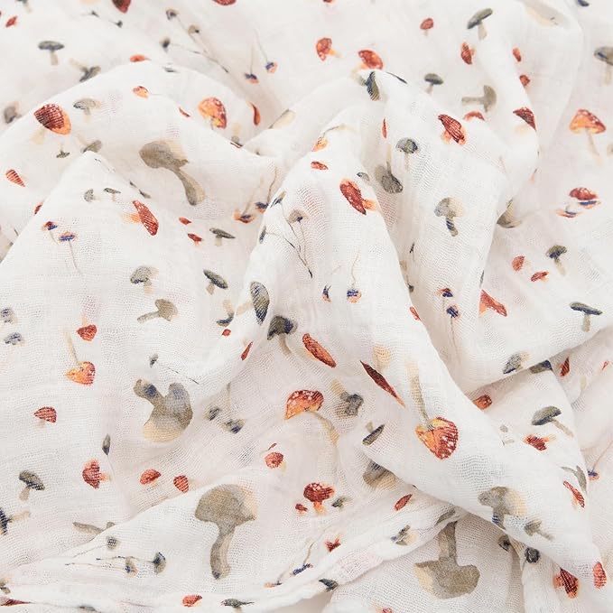 Little Unicorn Premium Cotton Swaddle Baby Blanket | Breathable Fabric | for swaddling, Play, Nursing & More (Mushrooms)