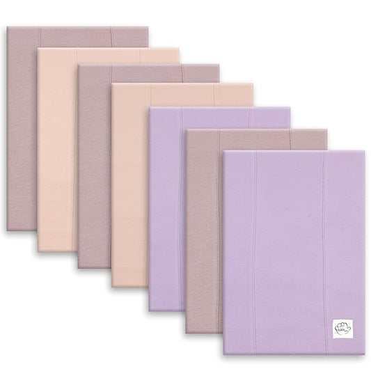 Baby Burp Cloths for Boys and Girls - 7 Pack Large 100% Cotton - Double Layered Extra Absorbent Burp Rags, Lavender