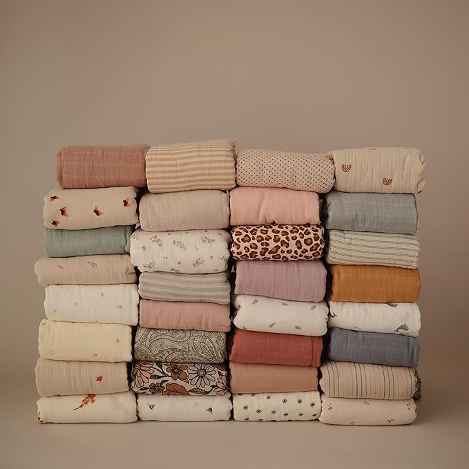 mushie Muslin Baby Swaddle Blanket | 100% Organic Cotton (Leaves)
