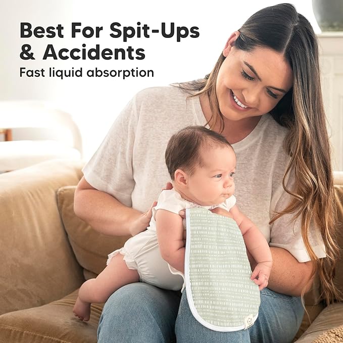 5-Pack Muslin Burp Cloths Baby Boy, Girl - Very Absorbent Baby Burp Cloth Rags, 8-Layers Viscose Derived from Bamboo Cotton Muslin Towel, Super Soft Spit Up Rags, No Shrink Washcloths (Fleur)