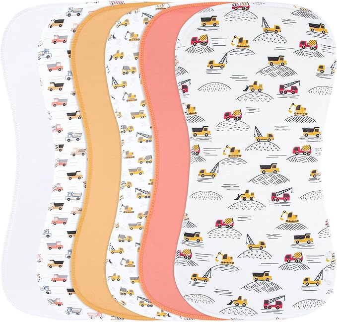 2-in-1 Burp Cloths and Baby Bibs - 6 Pack Large Super Absorbent Soft Cotton Burping Cloths for Spit Up, 3 Layers Thick Baby Burp Rags for Girls & Boys