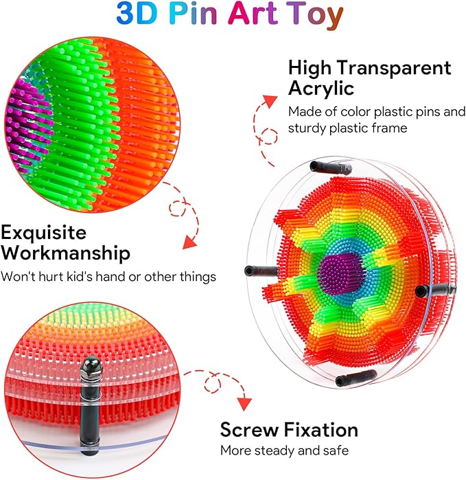 3D Pin Art Sensory Toys for Kids 5-7, Pin Art Board Impression Sensory Toys for Kids with Autism, Autism Gifts for Autistic Children Age 3, 4, 5, 6, 7, 8, 9, 10+ Years Old Boys Girls