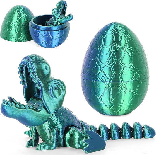 3D Printed Dragon Kids Dinosaur Toys 3D Printed Fidget Toys, Articulated Dragon Egg, 3D Dragon, Home Office Decor Executive Desk Toy 3D Printed Dragon Eggs with Dragon Inside (Blue - Green)