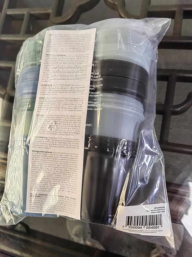 Herobility Double Anti-Colic Baby Bottles – 5 fl oz/140ml – 4-Pack – Multicolor – Denim, Black, Dusky Green, Gray