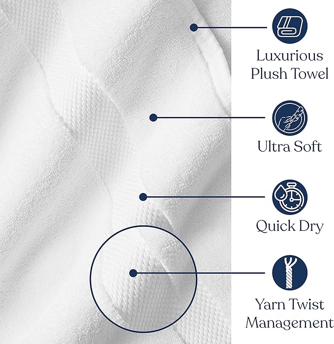 Delara Organic Cotton Luxuriously Plush Bath Towel Pack of 4 | GOTS & OEKO-TEX Certified | Premium Hotel Quality Towels | Feather Touch Technology|650 GSM Long Staple|Soft, Quick Dry & Ultra-Absorbent