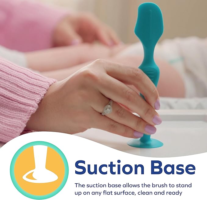 Dr. Talbot's Diaper Cream Brush for Babies - Diaper Rash Cream Applicator with Suction Base and Hygienic Case - Full Size - Aqua Blue