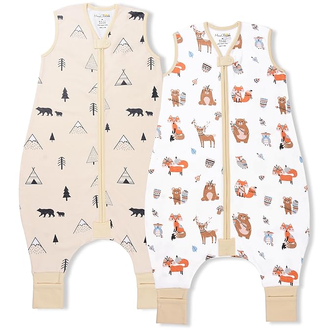 Mama Cheetah Toddler Sleep Sack with Feet 4T-5T, 0.5 TOG Organic Cotton Baby Wearable Blankets with Legs, Baby Sleeping Bag for Walkers, Early Walker X-Large