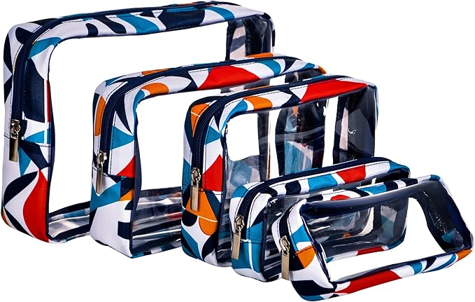 TSA Approved 5-Piece Diaper Bag Organizer Pouch Set Clear Waterproof TPU Kids Toiletry Storage Set Travel Packing Clutch Cube Bags for Baby Nursing