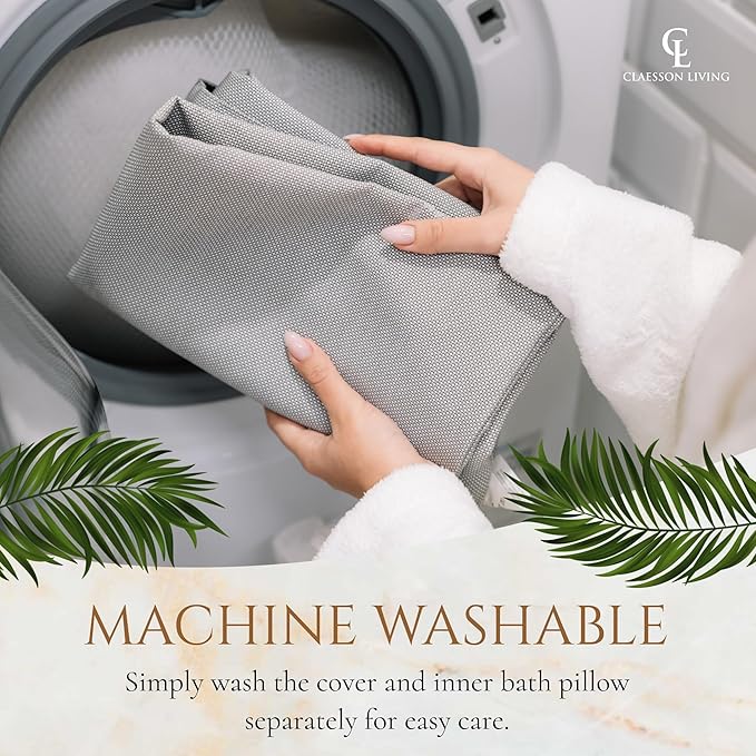 Luxury Bath Pillow for Tub - Thick and Comfortable Bathtub Pillow Support for Head and Neck and Back - Washable Quick-Drying Bath Pillows - Bath Cushion for Home Spa - Fits Any Bathtub - Light Gray