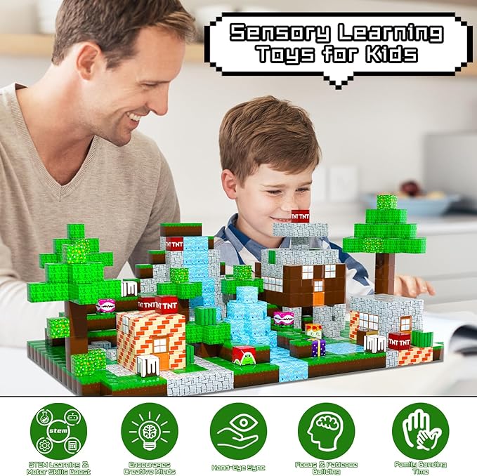 Magnetic Blocks - 120PCS Magnetic Building Blocks Toys,Toddler Montessori Game Creative Construction Toys for Boys Girls,Magnet Tiles Cubes STEM Sensory Toys Birthday Gift for Kids Ages 4 5 6 7 8 9 10