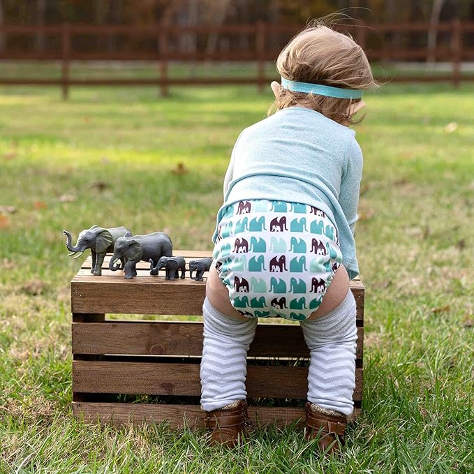 Mama Koala 3.0 Cloth Diapers for Babies with AWJ Lining, 6 Pack with 6 Natural Cloth Diaper Inserts - Reusable and Washable Pocket Diapers (Jagger-R)