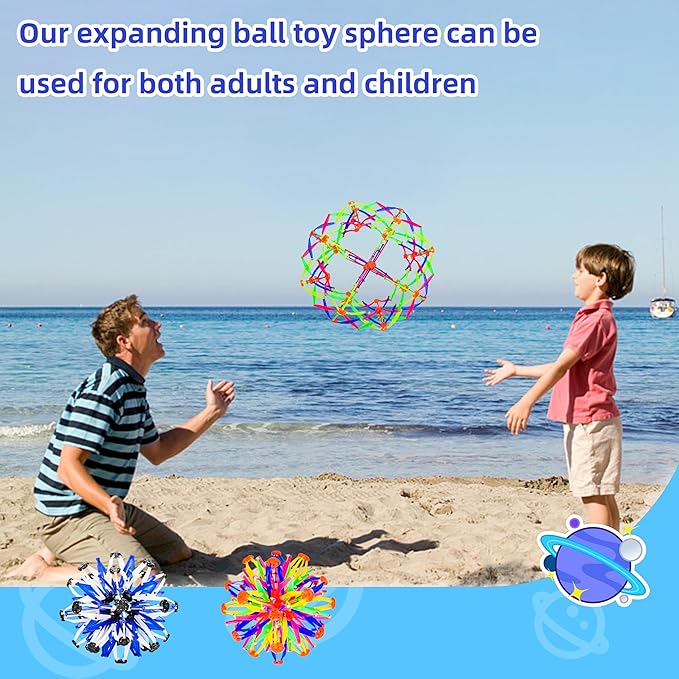 2Pcs Colorful Sphere Expandable Breathing Balls Fidget Toy-Stress Reliever ,Collapsible Expanding Magic Ball Toys from 6" to 12"for Kids & Adults Mindfulness Meditation Practices,Yoga -ADHD