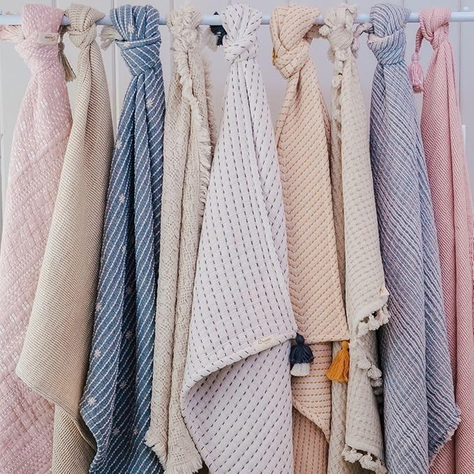 Crane Baby Hazelwood Luxe Blanket, Soft Cotton Nursery and Stroller Blanket, Cotton and Cashmere, 36" x 36"