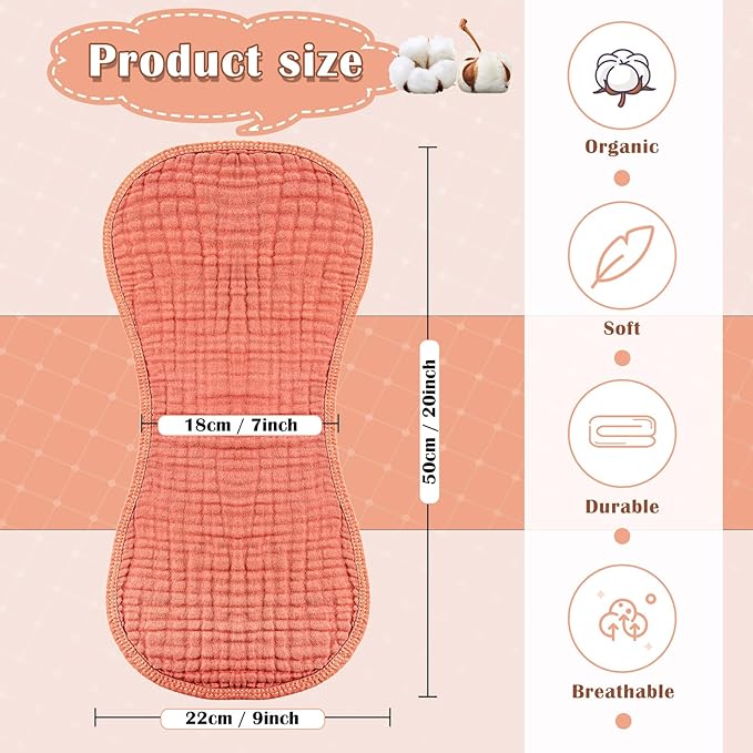 Frienda 8 Pieces Muslin Burp Cloths for Baby Cotton Burp Cloth 10 x 20 Inches Multi Colors Muslin Washcloths Diapers 4 Absorbent Layers Newborn Face Towels for Baby Boy Girl Unisex (Sweet Color)
