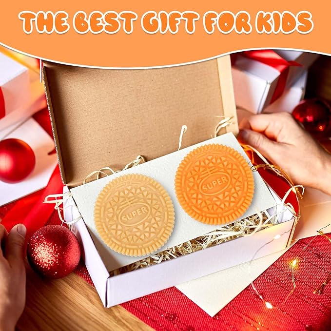 Sticky Cookie Squishies Fidget Toys Adults, Squeeze Toys Sensory Toys for Kids with Autism, Stress Balls for Adults Fidgets Birthday Gifts Party Favors for Kids(2 Pack Golden Brown)