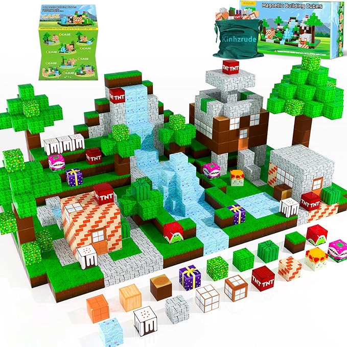 Magnetic Blocks - 120PCS Magnetic Building Blocks Toys,Toddler Montessori Game Creative Construction Toys for Boys Girls,Magnet Tiles Cubes STEM Sensory Toys Birthday Gift for Kids Ages 4 5 6 7 8 9 10