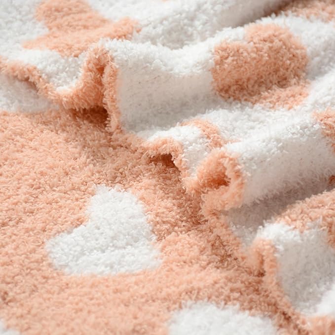 JOOJA Ultra Soft Baby Blanket Coral Pink Heart Swaddle & Receiving Blanket 30x40 Inch Cozy Breathable Knitted Toddler Blanket for Newborns, Infants, and Kids