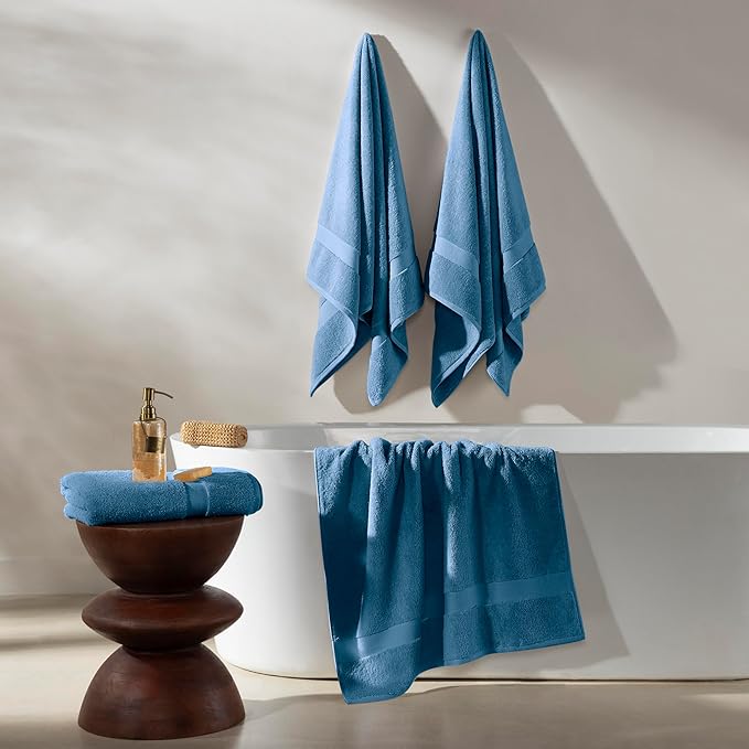 TOWELTIQUE- Organic Cotton Luxury Bath Towels Pack of 4 GOTS & Oeko- TEX Certified | Premium Soft, Absorbent & Quick-Drying Towels for Bathroom, Gym, Spa & Hotel Use – Turquoise