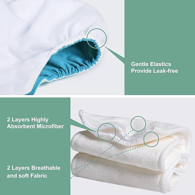 Wegreeco Cloth Diapers 6 Pack with Inserts, Washable Reusable Diapers for Babies, One Size Adjustable (Naughty)